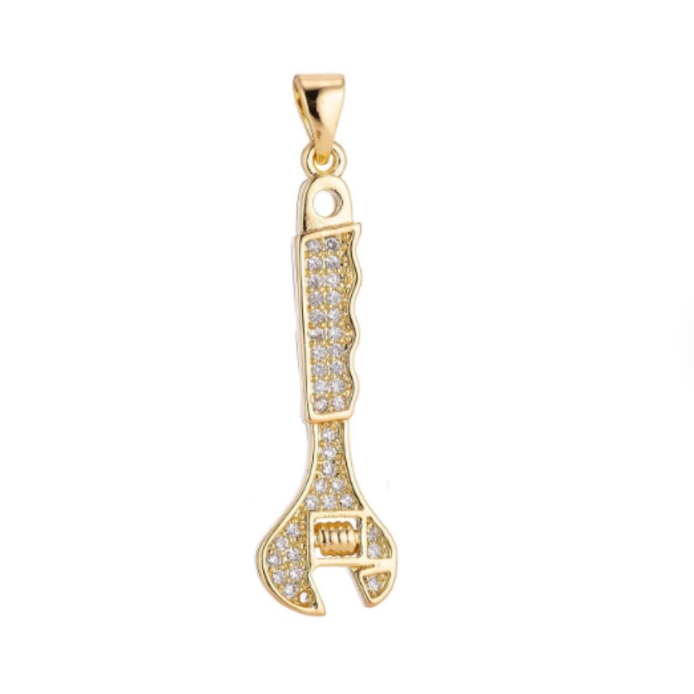 18K Gold Filled Wrench Tools Pendant Charm